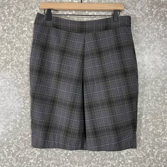 The Limited Purple Plaid Box Pleated Pencil Skirt - Size Medium - Side Zipper - Picture 1 of 9
